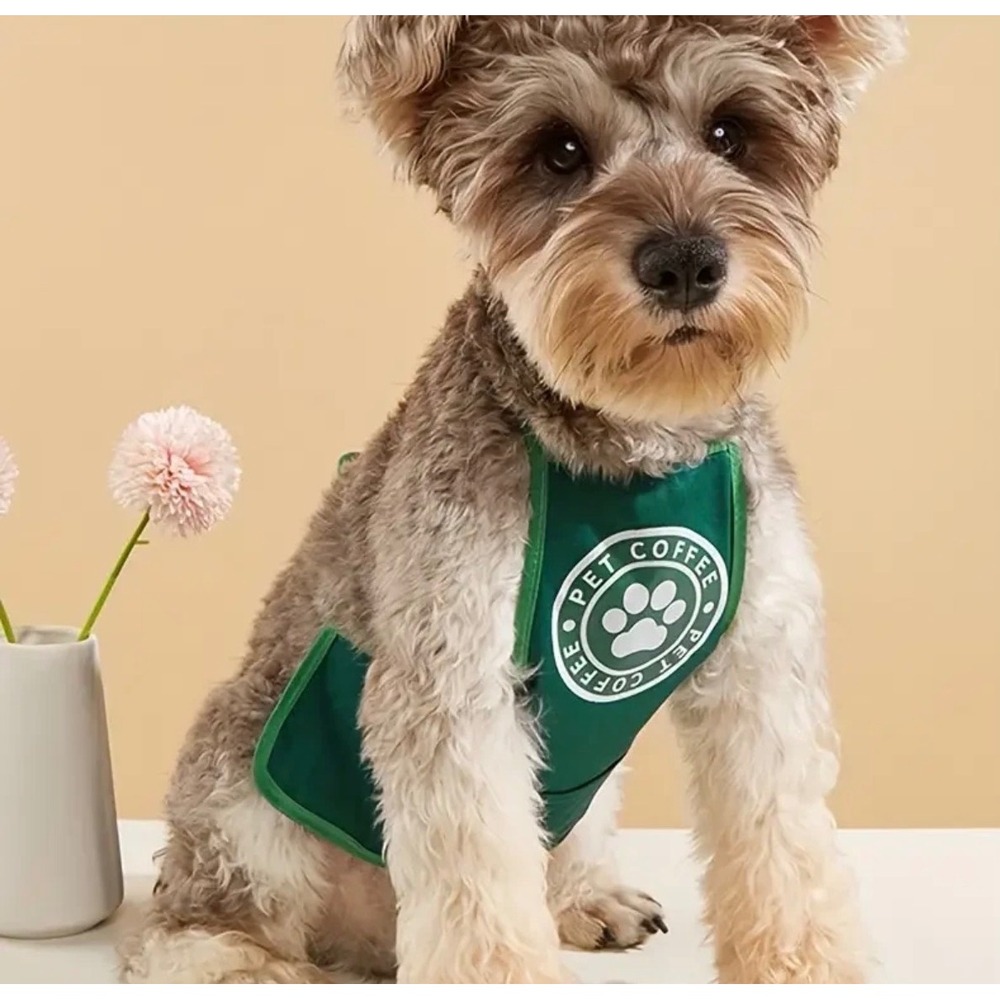 Dog Cat Pet Coffee Apron clothing Costume Green‎ Paw Print Large New